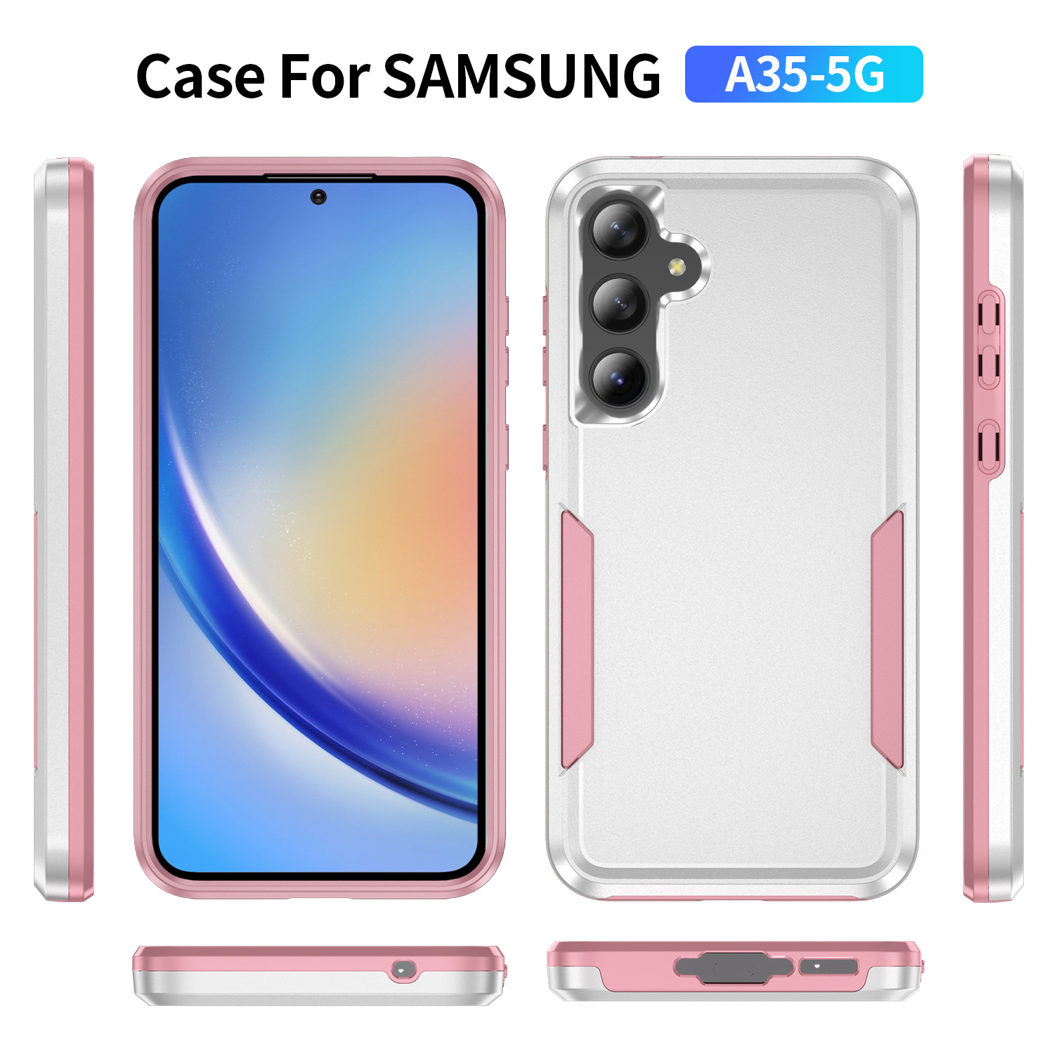 Suitable For Samsung Pioneer A16 Matte Color-blocking S23FE Phone Case S24 Anti-drop S23 Protective Cover Trendy A06_voghion.com