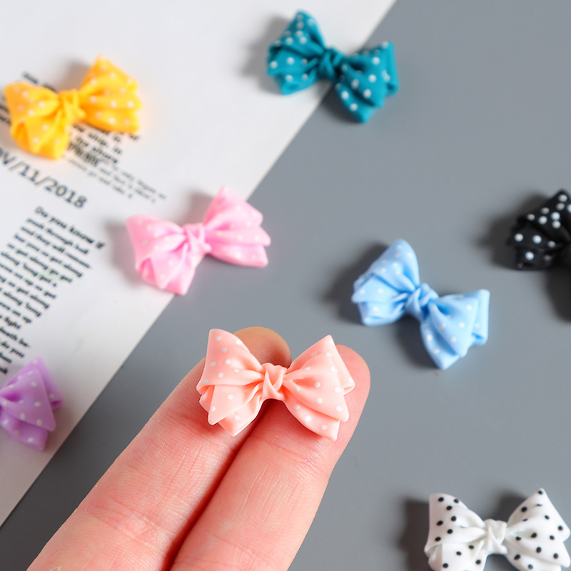 Matte Wave Dot Bow Tie Bow Resin Small Accessories Handmade DIY Cream Glue Refrigerator Sticker Hole Shoes Buckle Jewelry
