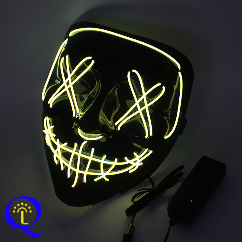 Amazon doméstico EL máscara de luz fría máscara LED Halloween carnaval baile V-band sangre fantasma terror