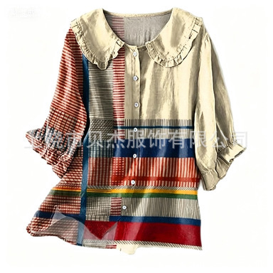 2026 European and American Amazon 3D Digital Printing Abstract Pattern Women's Long-Sleeved Button-Down Shirt with Small Lapel 2026 European and American Amazon 3D Digital Printing Abstract Pattern Women's Long-Sleeved Button-Down Shirt with Small Lapel
