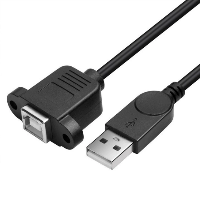 USB-кабель: штекер A — гнездо B с винтовым креплением, фиксирует рамку, штекер A — к квадратному печатному порту (гнездо), медная печатная линия
