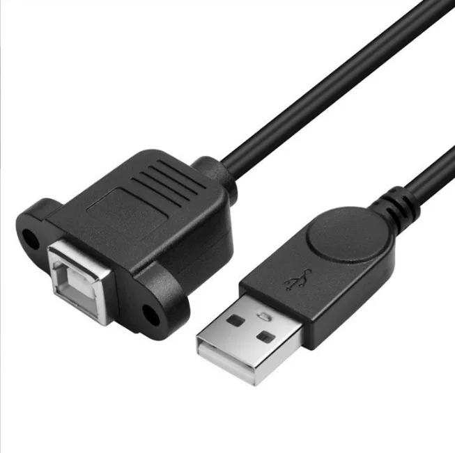 USB-кабель: штекер A — гнездо B с винтовым креплением, фиксирует рамку, штекер A — к квадратному печатному порту (гнездо), медная печатная линия
