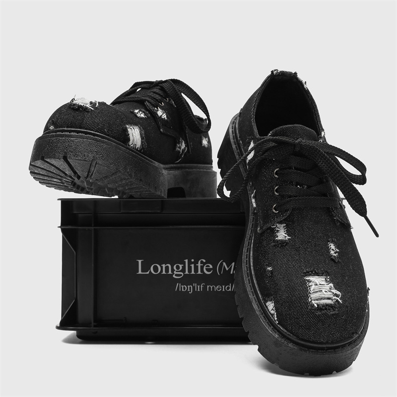 Zapatos derby de estilo de destrucción de nicho originales, nueva tendencia para hombres, personalidad de todo fósforo, zapatos casuales de suela gruesa, zapatos de cuero de cabeza grande