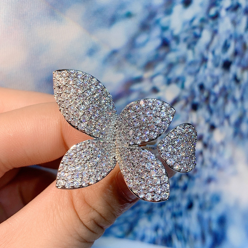 15g Weight Zircon Inlay Material Open Rings Classification One Size Ring Size 1 Piece Quantity Family Gathering, Tea Party Occasion Copper Material Leaf, Flower Pattern Women's Gender Inlay Design Elegant, Streetwear Style Copper Elegant Lady Streetwear Inlay Leaf Flower Zircon Open Rings 10