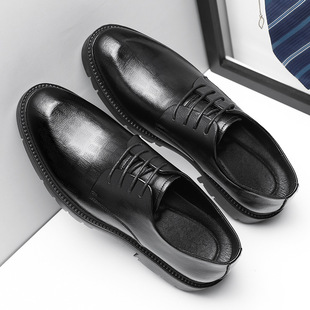 Leather shoes men's thick-soled low-side business dress lace-up 10CM groom wedding shoes with suit shoes a generation of hair