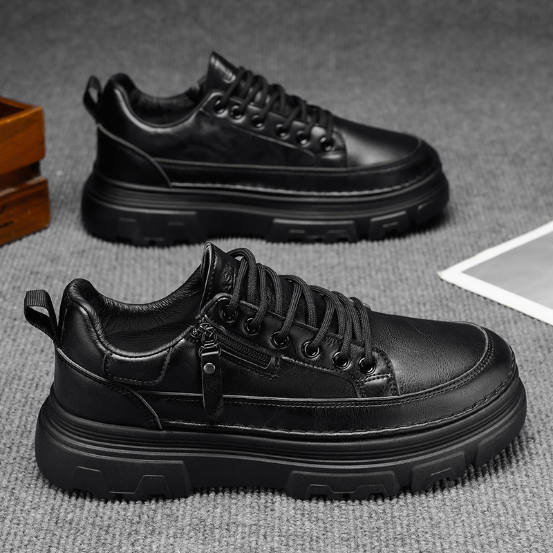 Zapatos de hombre invierno nuevos zapatos deportivos casuales de hombre, zapatos de cuero negro impermeables y antideslizantes, zapatos de trabajo de moda