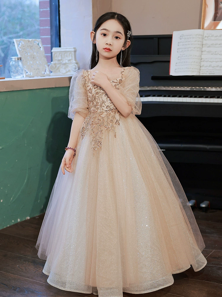 Платье для девочки из фатина, вечернее платье для девочек, платье для выступления на фортепиано, пышное фатиновое платье, платье принцессы для маленькой девочки, летнее