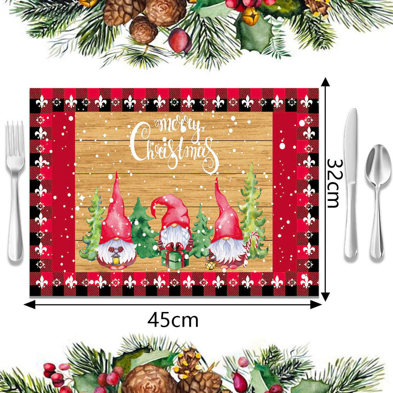売れ筋のクロスボーダークリスマスデコレーションプレースマット、新しいホリデー食器断熱マット、リネン防汚洋食プレースマット|undefined
