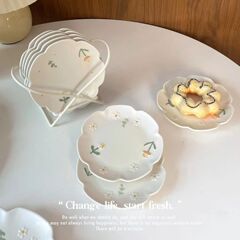 浮雕雏菊吐骨头盘碟家用食品级小碟子盘子陶瓷小吃碟餐桌垃圾