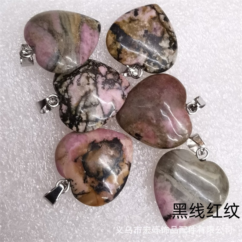 Natural cristal ágata Dongling Jade de doble cara en forma de corazón de amor colgante collar de accesorios de la joyería de la joya de la fábrica al por mayor