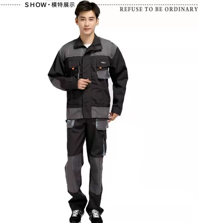 Work Overalls Coverall Suit, Gray One-Piece/Split Set, Multi-Pocket, Sizes S–4XL