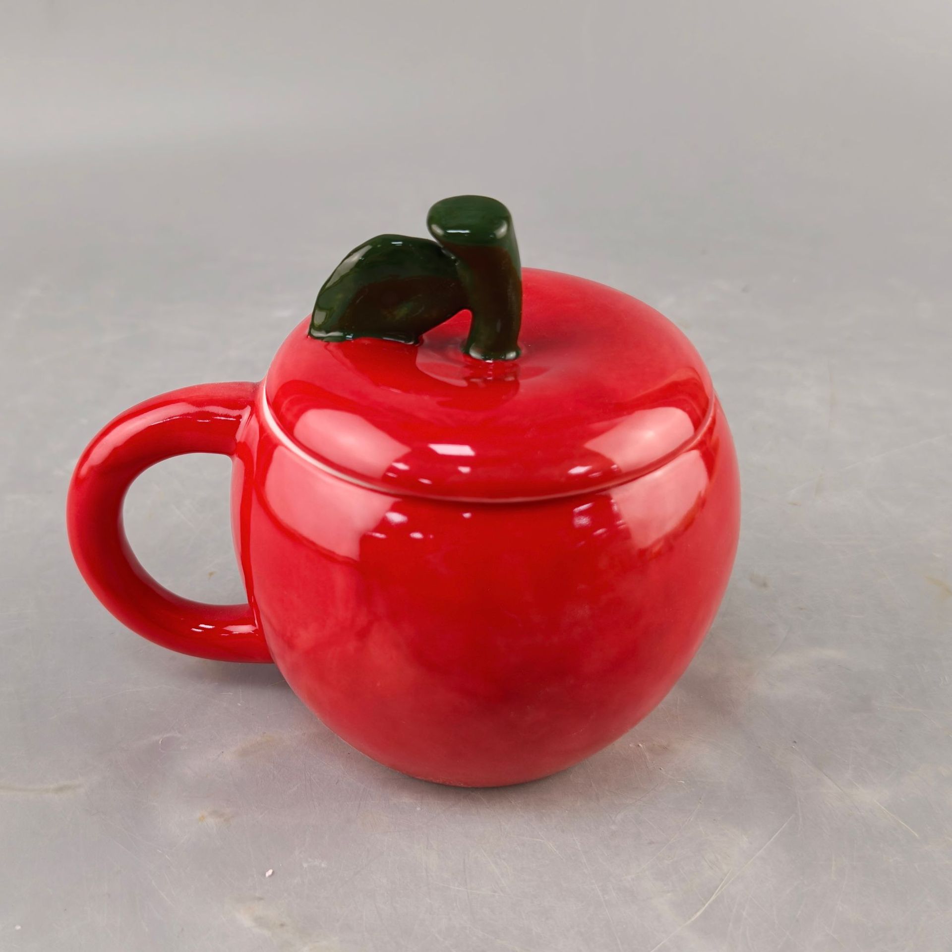 Taza de cerámica de manzana creativa taza de frutas casera encantadora con taza de agua con tapa de alta calidad regalo de Navidad