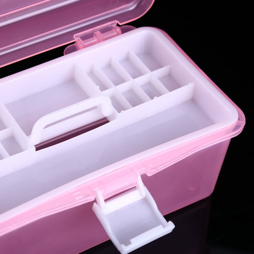 Plastic toolbox 677 transparent small double-layer pencil case painting box wholesale nail box art storage box