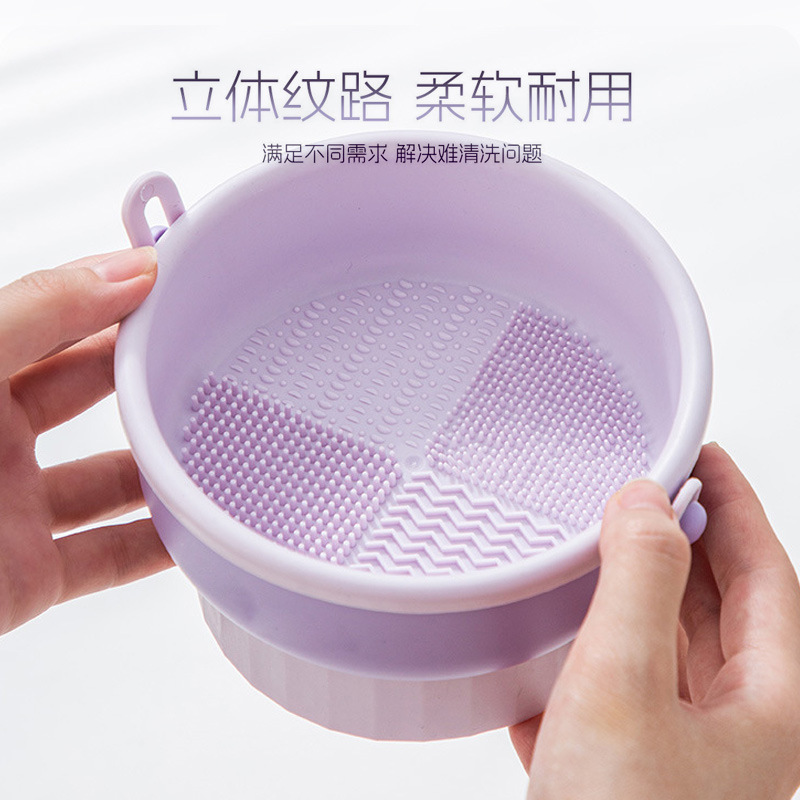 Caja de limpieza de cuencos de limpieza de pinceles de maquillaje Juego de limpieza de huevos de belleza de silicona Juego de herramientas de secado de cuencos de lavado