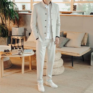 Spring and Autumn Chinese Style Men's Suit Hanfu Retro Style Trendy Brand Embroidery Slim-fit Chinese Tunic Suit Youth Tang Suit Jacket