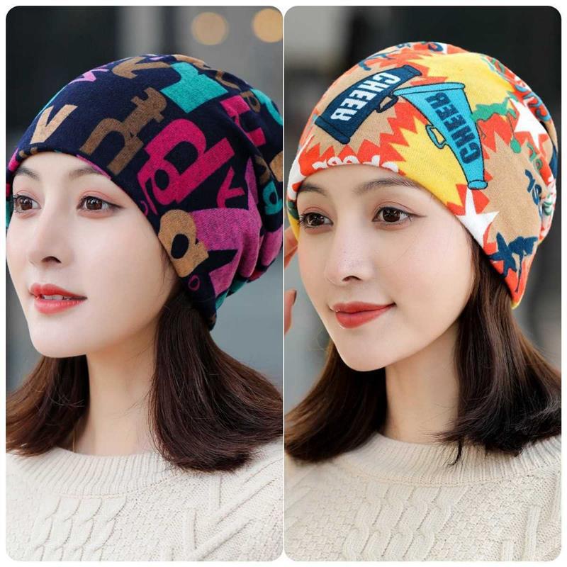 Sombrero calvo de otoño y invierno de doble capa, sombrero de luna, algodón transpirable, sombrero de dormir caliente para la madre