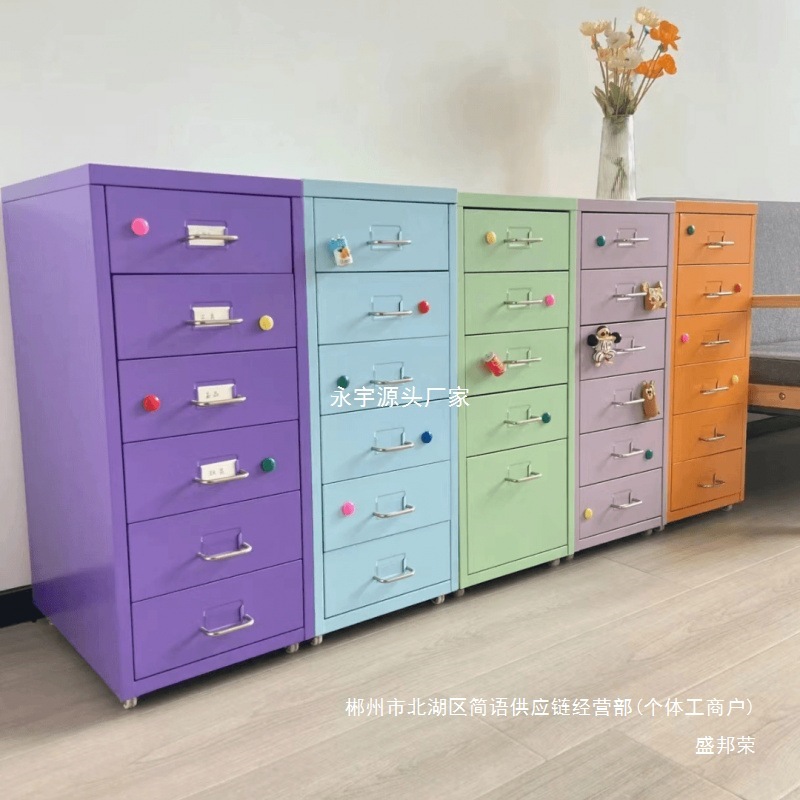 Fábrica directa de acero crema viento cajón multicapa chica lindo armario dormitorio principal nuevo armario móvil hierro image 2