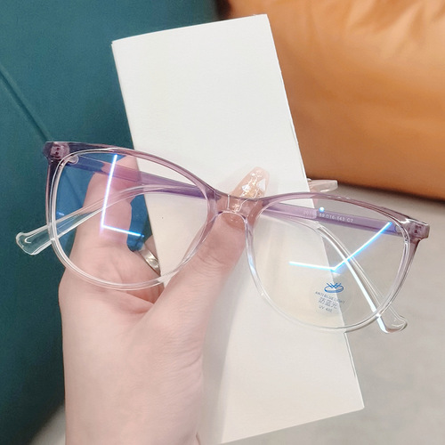 Black Frame Small Perfume Anti-blue light Flat Frame New Glasses Frame Eyeglass Frame Cat Eye Women Large Face Large Frame Thin Frame Natural