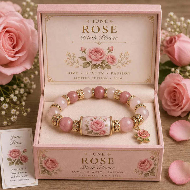 Metal Tube Crystal Bracelet for Women Healing December Rose Lily of the Valley Crystal Bracelet Birthday Flower Crystal Set Bracelet