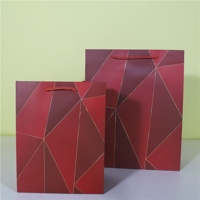 Water Chestnut Shaped White Card Gift Paper Bag with Gold and Silver Stamping, Blue and Beige Shopping Tote Bag, Popular Cross-Border Model