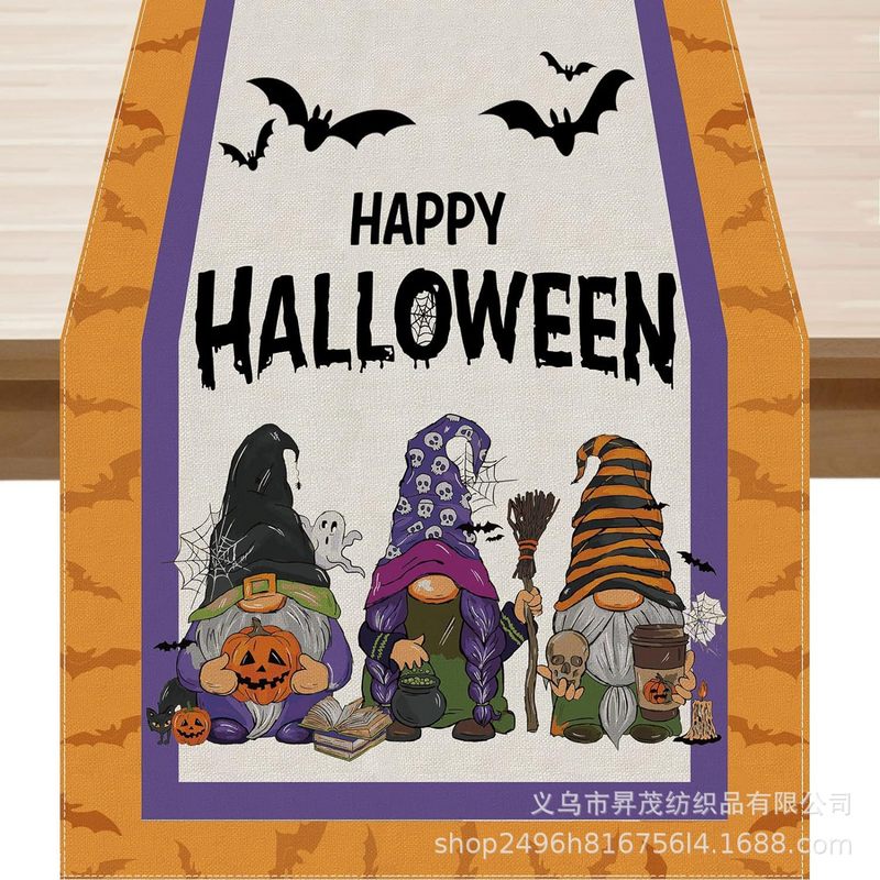 国境を越えた新型ハロウィーン骨格カボチャコウモリテーブル旗家庭装飾テーブルテーブルクロス茶テーブル布|undefined