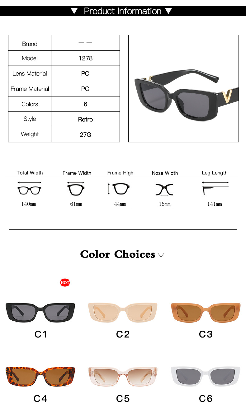 Nouvelles lunettes de soleil, lunettes de soleil hip-hop et rebondissantes, lunettes de soleil à petite monture carrée rétro à la mode pour femmes, lunettes à la mode européennes et américaines_voghion.com