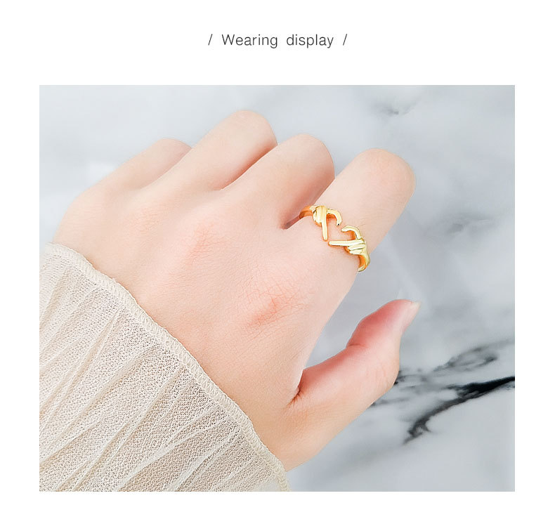 Rings Classification 925 Sterling Silver Letter Gesture Heart Shape Rings 925 Sterling Silver Rings