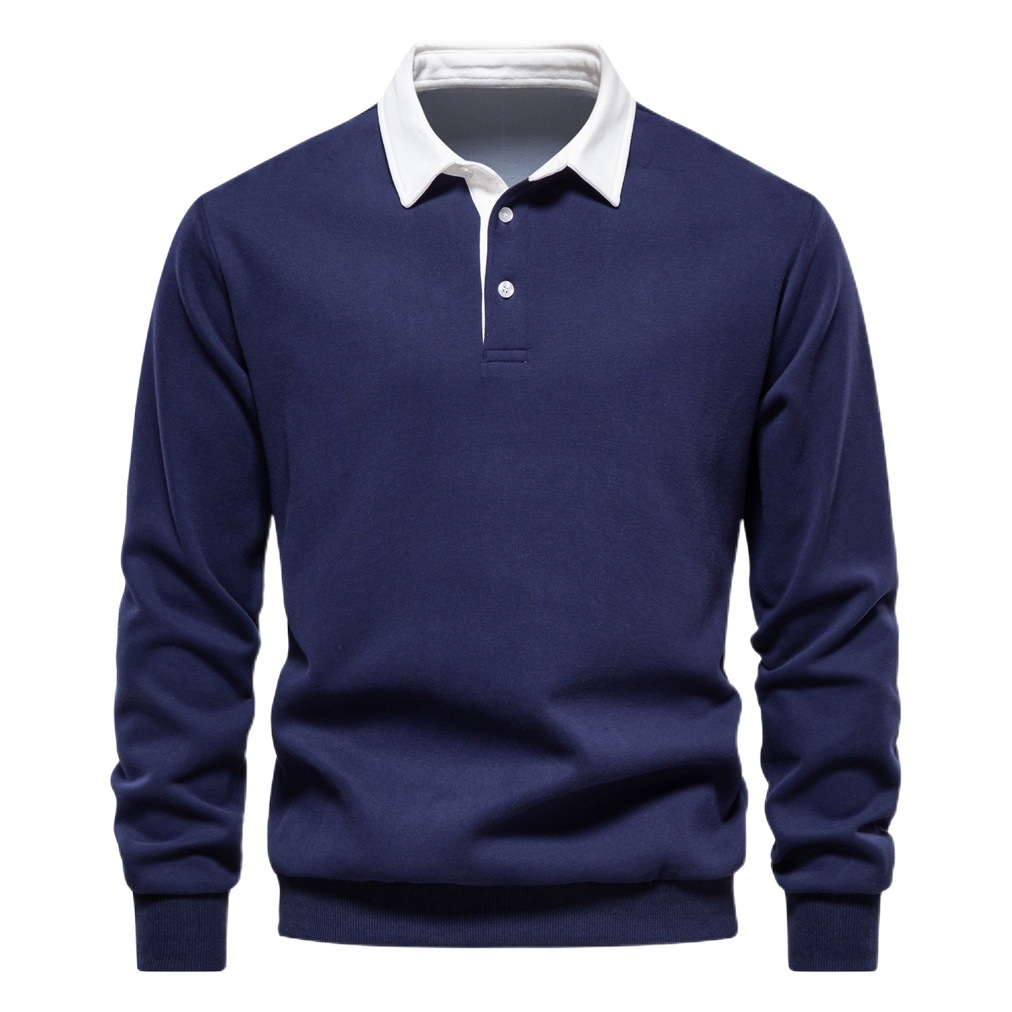2024 New Autumn Long Sleeve Polo Collar Sweat Fashion European Size Foreign Trade Men's Sweat High-quality Casual All-match Men