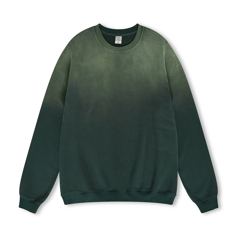 Erkek Giyim ana cadde 400G fırçalanmış peluş degrade sprey maymun zanaat yuvarlak yaka uzun kollu sweatshirt_voghion.com