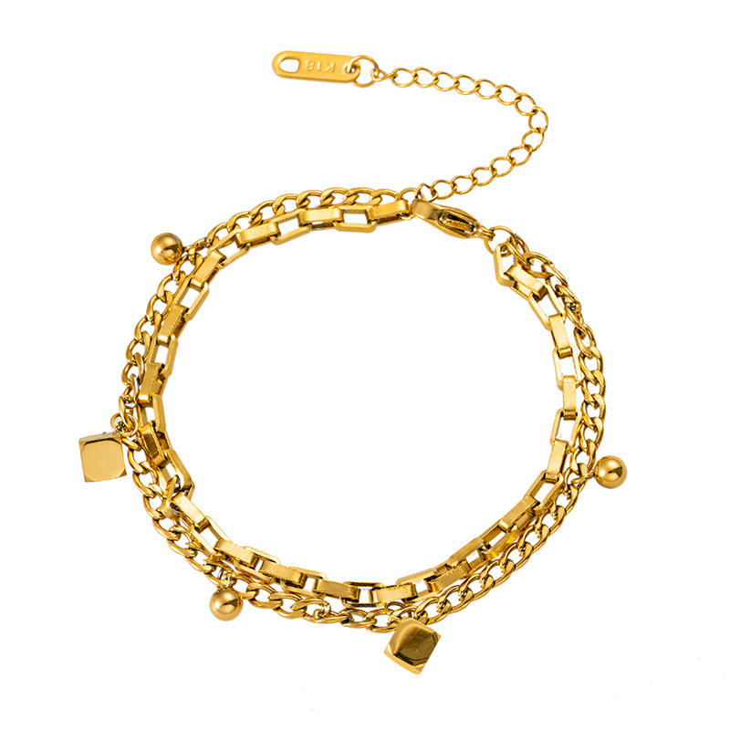 Bracelet stainless steel, accessory handmade, 750 sample gold, internet celebrity 5