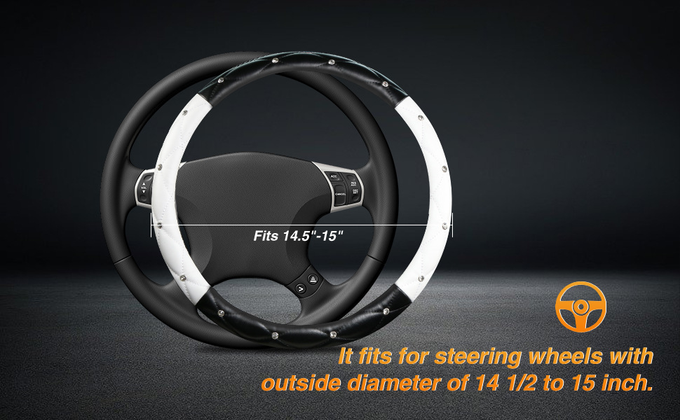 Factory Direct Sales Amazon Car Diamond-Studded Steering Wheel Cover, Universal for All Seasons, Soft Leather Anti-Slip Rhinestone Handle Cover