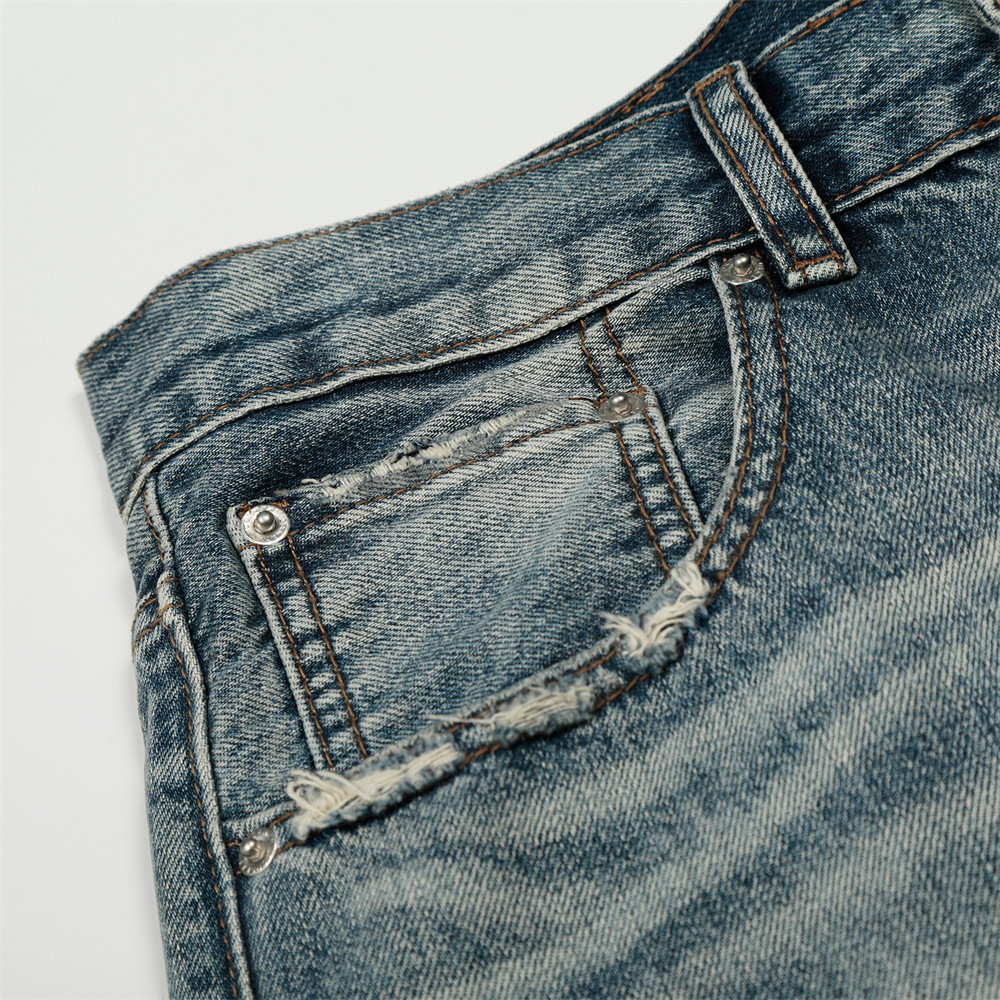 Men's Punk Retro Ripped Washed Jeans High Street Trendy Distressed Chic Wide Leg Pants mid Waist Long Softener Machine Washable_mkmklike.com