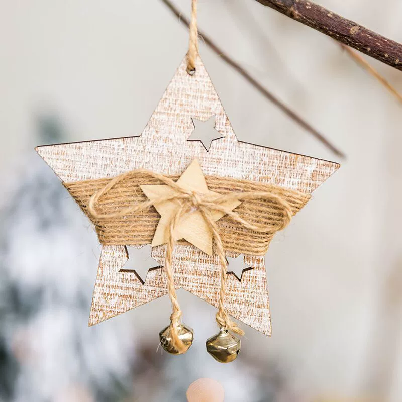 2021 новые деревянные пятиконечные звезды лося носки маленькие подвесные украшения Рождественские украшения Рождественская елка подвесные аксессуары