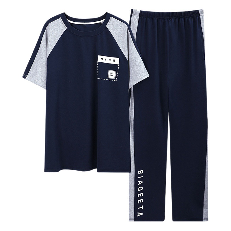 Jiao Caimeng pijamas de los hombres de verano de algodón pantalones de manga corta ropa para el hogar de los hombres de primavera y otoño traje de algodón delgado más el tamaño