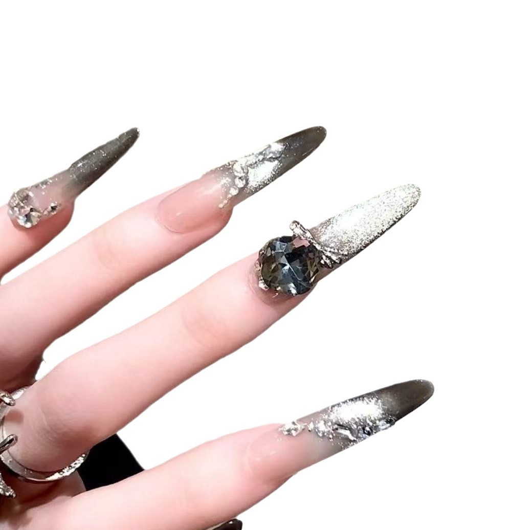 Armadura de vestir hecha a mano, uñas de vestir para perros finos, extraíble, de alta gama, lujo negro, uñas de diamantes brillantes, largas terminadas
