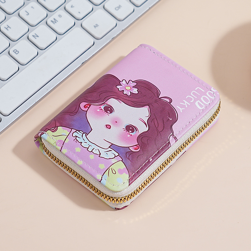 Bolsa de tarjetas de órgano de dibujos animados nueva dama hermosa bolsa de cambio corta japonesa de gran capacidad multi-tarjeta bolsa de tarjetas de tarjetas