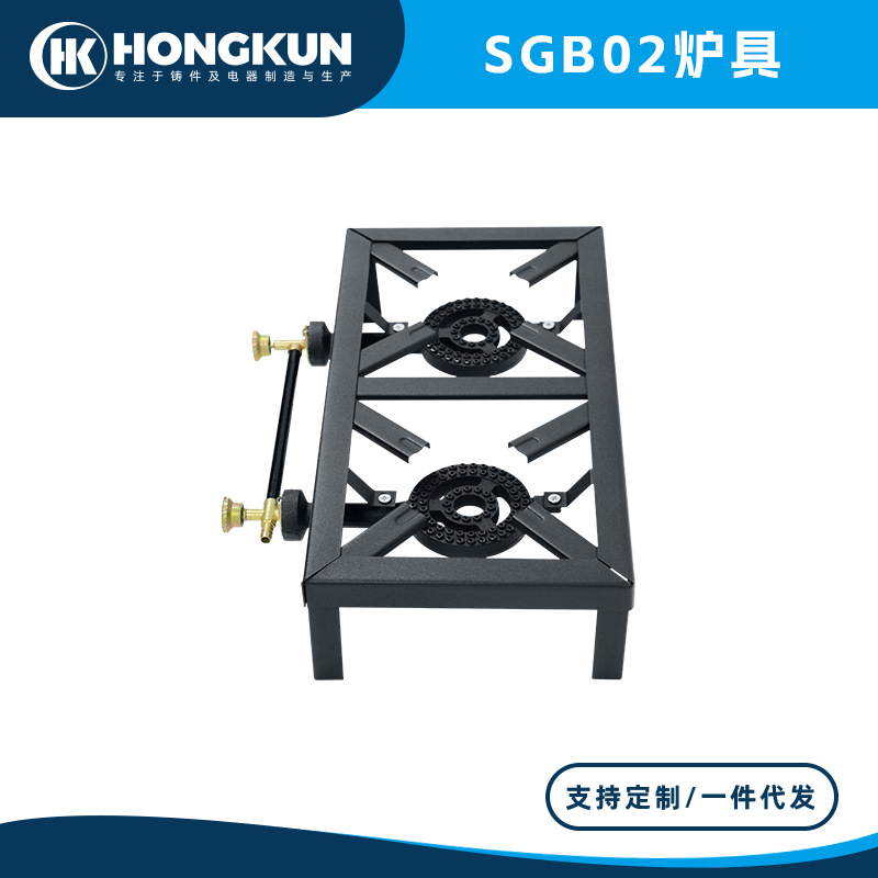 Estufa de doble cabeza de fuego feroz de América del Norte con soporte estufa de hierro fundido estufa de gas de alta potencia estufa de gas de patio al aire libre