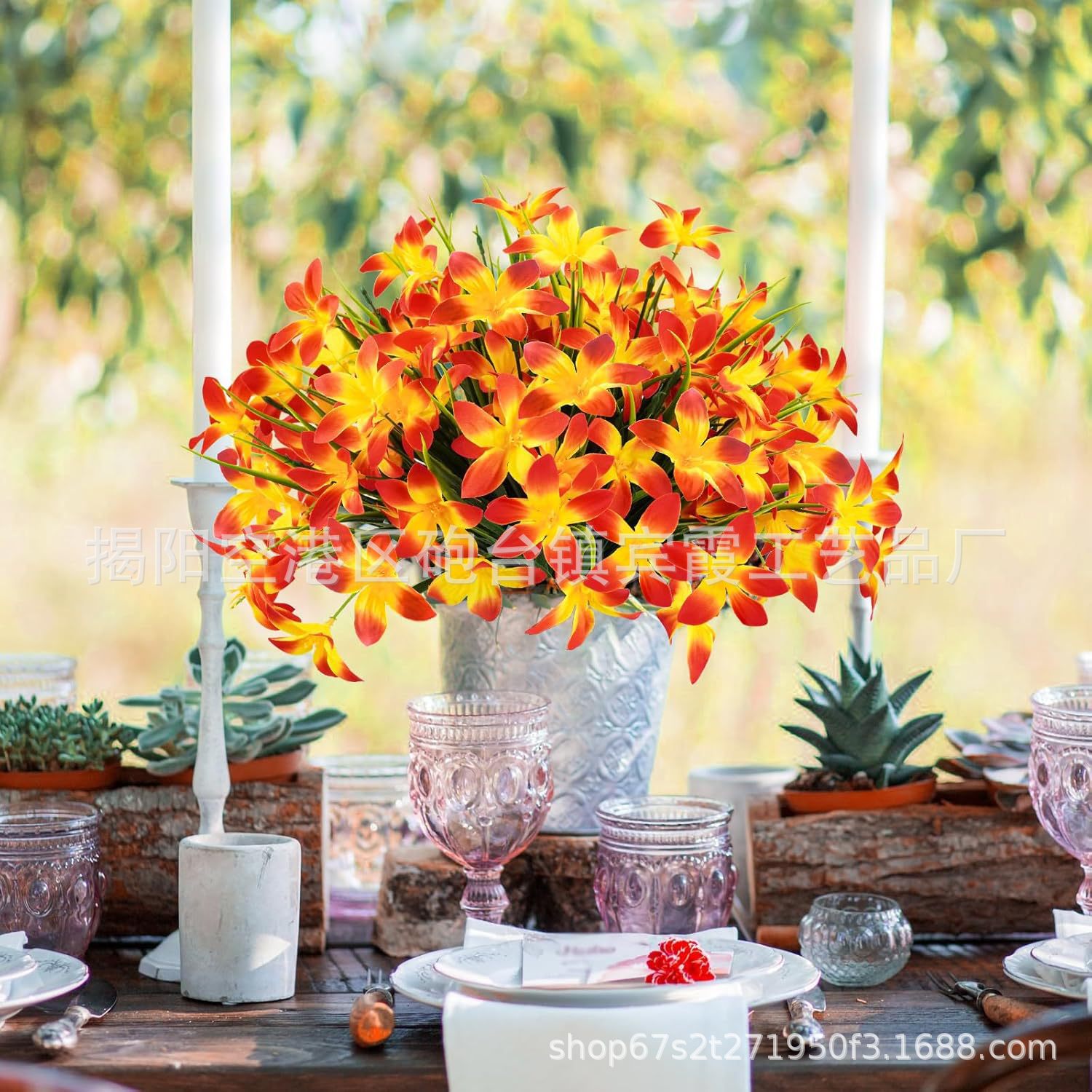 Artificial flower fake flower 5-head magnolia 5-head spring grass flower wedding hall flower arrangement home decoration home decoration 4