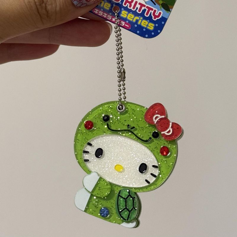 ハローキティミラー、アンティークスタイル、かわいくて見栄えの良い、ポータブルガールハートペンダント、手持ち化粧鏡|undefined