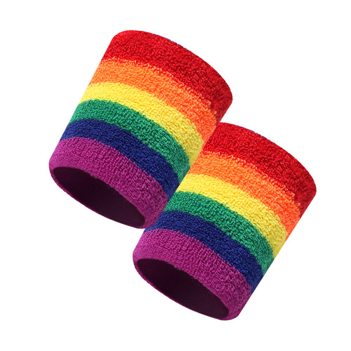 Rainbow Color Sweat Absorbent Sports Six Color Towel Wristband Basketball Badminton Tennis Wrist Support Wholesale