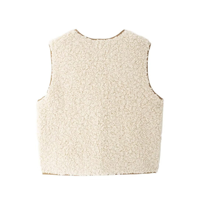 autumn fashionable vest sleevless with a round collar