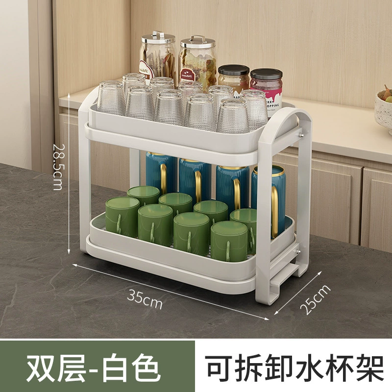 Double-layer glass holder for living room, storage system, drying rack, tea cup