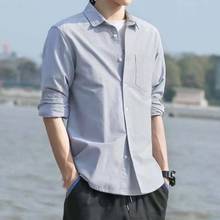 春季新款牛津纺男士衬衫韩版修身时尚设计寸衫男百搭高级感衬衣服