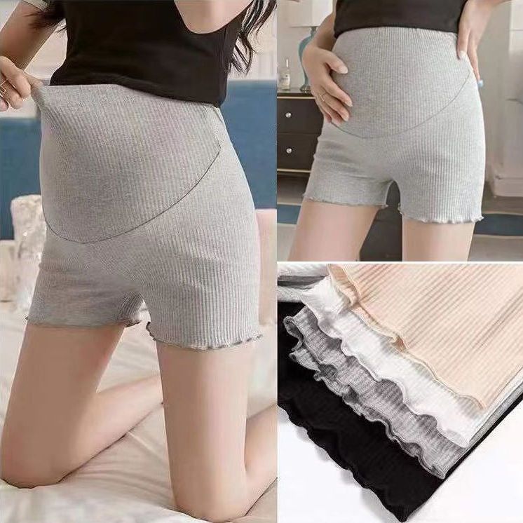 Maternity Pants Summer Anti-Exposure Maternity Pants Ribbed Cotton Plus Size Maternity Shorts High Waist Maternity Belly Support Pants