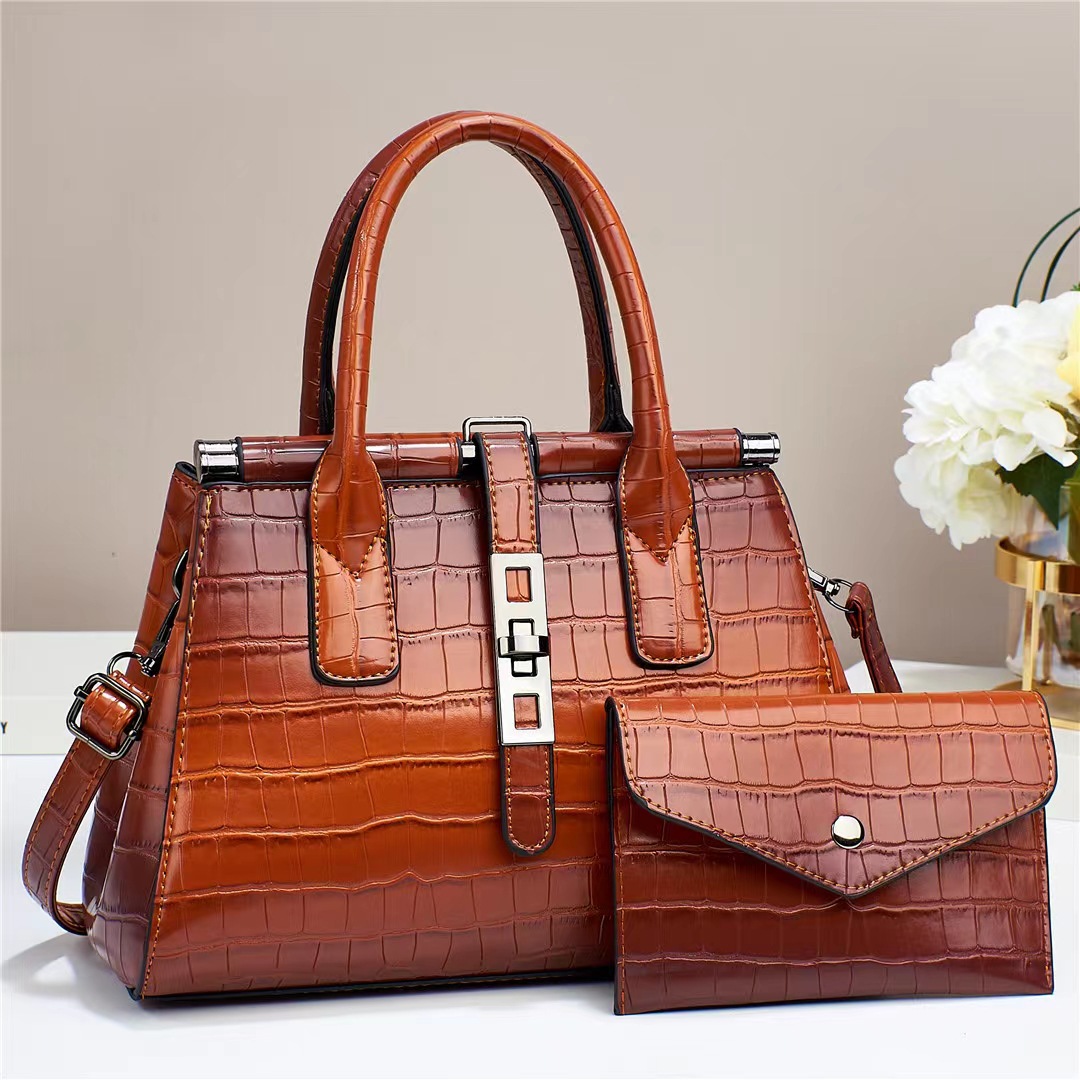 Women's Large Pu Leather Marble Vintage Style Zipper Bag Sets display picture 7