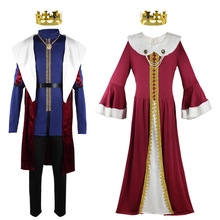 复古宫廷服中世纪英国女王装皇后国王王后情侣万圣节服装演表演服