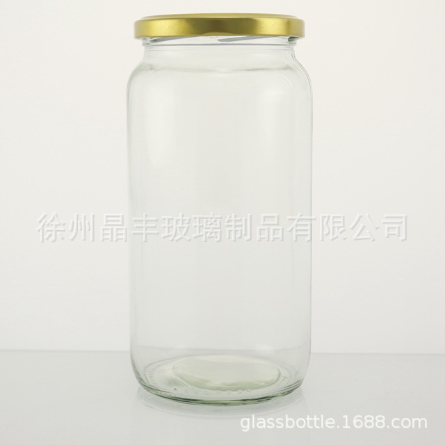 圆形1000ml玻璃罐头瓶圆形玻璃酱菜瓶泡菜蜂蜜果酱玻璃密封罐