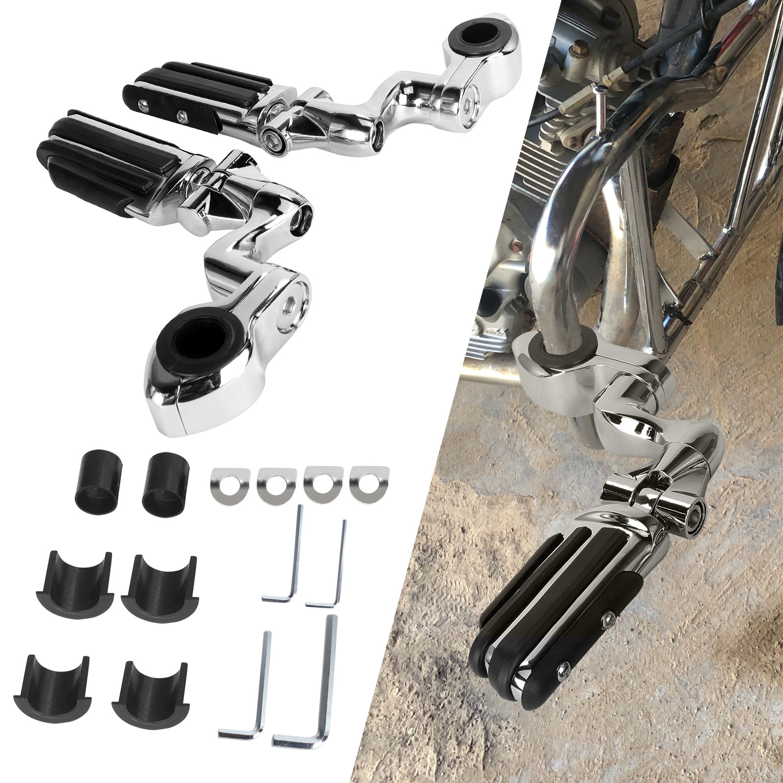 Harley Street Glide Motorcycle Modified Rubber Short Pedal Set Footrest Guard Bar Rest Bracket