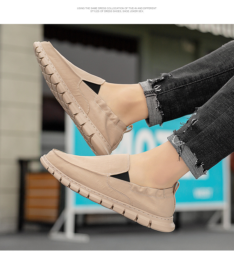 High-Quality Waterproof Umbrella Fabric Casual Men's Elastic Slip-On Old Beijing Cloth Loafers One-Step Dad Shoes_vogvips.com