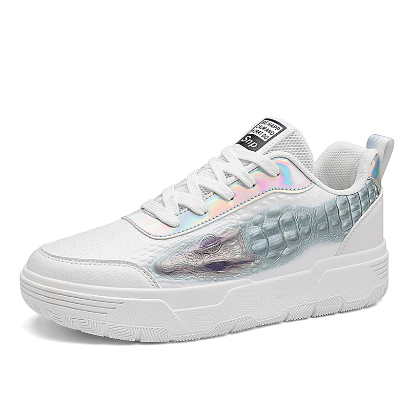 Sports for autumn new low cut crocodile texture personalized fashionable casual fashion s, men's thick soled board_voghion.com